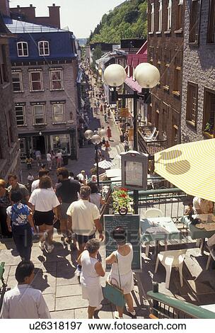Quebec City, terrace, Quebec, Canada, People walking in Rue Petit-Champlain in Old Quebec City in the Province of Quebec, Canada. View Large Photo Image Stock Photo - Quebec City, terrace, Quebec, Canada, People walking in Rue Petit-Champlain in Old Quebec City in the Province of Quebec, Canada.. Fotosearch
