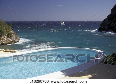 resort, pool, paradise, Antigua, Caribbean, Caribbean Islands, Swimming pool overlooking the picturesque Half Moon Bay on the island of Antigua (a british Commonwealth member). View Large Photo Image Stock Image - resort, pool, paradise, Antigua, Caribbean, Caribbean Islands, Swimming pool overlooking the picturesque Half Moon Bay on the island of Antigua (a british Commonwealth member). . Fotosearch