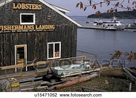 restaurant, Maine, Bar Harbor, Fishermans Landing Restaurant on the Atlantic Ocean in Bar Harbor View Large Photo Image Stock Image - restaurant, Maine, Bar Harbor, Fishermans Landing Restaurant on the Atlantic Ocean in Bar Harbor. Fotosearch