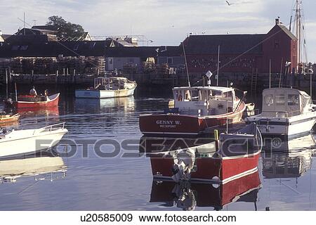 Rockport, Massachusetts, Atlantic Ocean, Fishing boats are buoyed in the harbor. View Large Photo Image Stock Photo - Rockport, Massachusetts, Atlantic Ocean, Fishing boats are buoyed in the harbor.. Fotosearch