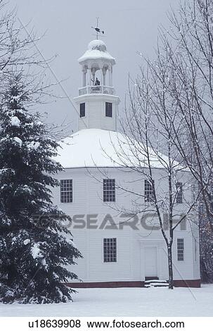 round church, winter, Vermont, The Old Round Church (a 16 sided polygon) National Historical Landmark in the winter in the town of Richmond in Chittenden County in the state of Vermont. View Large Photo Image Stock Photo - round church, winter, Vermont, The Old Round Church (a 16 sided polygon) National Historical Landmark in the winter in the town of Richmond in Chittenden County in the state of Vermont.. Fotosearch