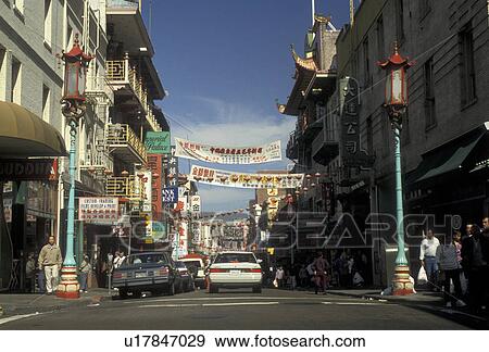 San Francisco, Chinatown, Bay Area, California, Street scene in Chinatown in San Francisco in the state of California. View Large Photo Image Stock Photo - San Francisco, Chinatown, Bay Area, California, Street scene in Chinatown in San Francisco in the state of California. . Fotosearch