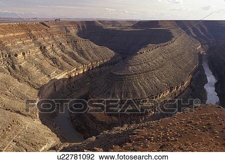 San Juan River, Gooseneck, Mexican Hat, Utah, Scenic view of the Gooseneck in Goosenecks State Park carved by the silt-laden San Juan River in Mexican Hat in the state of Utah. View Large Photo Image Stock Image - San Juan River, Gooseneck, Mexican Hat, Utah, Scenic view of the Gooseneck in Goosenecks State Park carved by the silt-laden San Juan River in Mexican Hat in the state of Utah. . Fotosearch