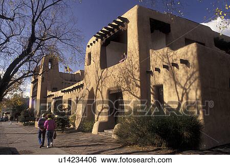 Stock Photograph -  Sante Fe, museum, New Mexico, Museum of Fine Arts in Sante Fe in the state of New Mexico.. Fotosearch