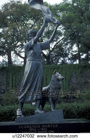 Savannah, Georgia, Statue of Florence Martus the Waving Girl on the Riverfront along the Savannah River in Savannah in the state of Georgia., View Large Photo Image Stock Image - Savannah, Georgia, Statue of Florence Martus the Waving Girl on the Riverfront along the Savannah River in Savannah in the state of Georgia., . Fotosearch