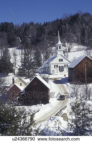 scenic village, Vermont, VT, Waits River, blue sky, country road, snow, winter. View Large Photo Image Stock Image - scenic village, Vermont, VT, Waits River, blue sky, country road, snow, winter.. Fotosearch