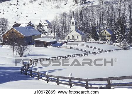 scenic village, winter, Vermont, VT, East Corinth, snow, field, fence. View Large Photo Image Stock Photo - scenic village, winter, Vermont, VT, East Corinth, snow, field, fence.. Fotosearch
