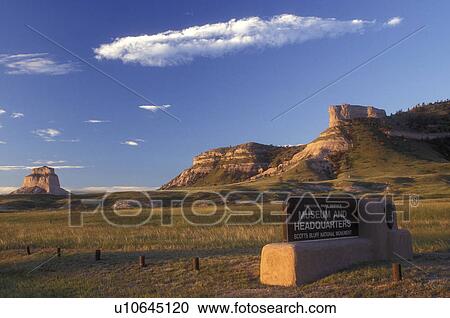 Scotts Bluff, Nebraska, Museum & Headquarters entrance sign at Scotts Bluff National Monument., View Large Photo Image Stock Image - Scotts Bluff, Nebraska, Museum & Headquarters entrance sign at Scotts Bluff National Monument., . Fotosearch