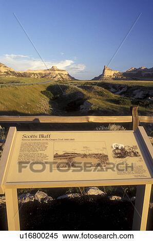 Scotts Bluff, Nebraska, Scenic overlook & information sign at Scotts Bluff National Monument., View Large Photo Image Stock Photography - Scotts Bluff, Nebraska, Scenic overlook & information sign at Scotts Bluff National Monument., . Fotosearch