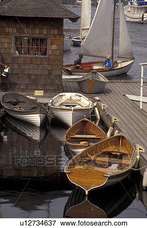 Stock Photo -  Seattle, boats, Maritime Heritage Center, Washington, Boats displayed at the Center for Wooden Boats at the Maritime Heritage Center in Seattle in the state of Washington. . Fotosearch