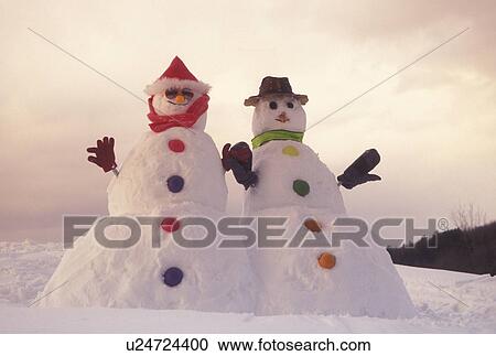 snowman, Vermont, VT, Snowman and snowwoman on a snow-covered hill in winter View Large Photo Image Stock Image - snowman, Vermont, VT, Snowman and snowwoman on a snow-covered hill in winter. Fotosearch