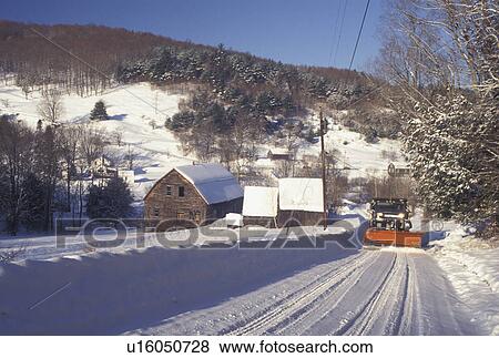 snowplow, Vermont, VT, Snowplow plowing country road in winter in Woodstock. View Large Photo Image Stock Photo - snowplow, Vermont, VT, Snowplow plowing country road in winter in Woodstock.. Fotosearch