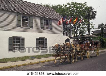 St. Augustine, horse-drawn carriage, Florida, Horse-drawn carriage passes in front of the oldest house, the Gonzalez-Alvarez House, in Saint Augustine in the state of Florida. St. Augustine is the oldest settlement in the United States. View Large Photo Image Stock Image - St. Augustine, horse-drawn carriage, Florida, Horse-drawn carriage passes in front of the oldest house, the Gonzalez-Alvarez House, in Saint Augustine in the state of Florida. St. Augustine is the oldest settlement in the United States.. Fotosearch