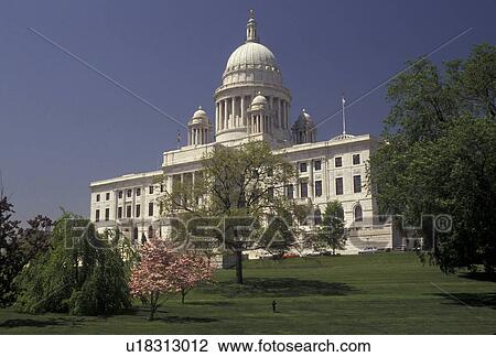 Stock Image -  State House, State Capitol, Providence, Rhode Island, The State House in the capital city of Providence in the spring in the state of Rhode Island.. Fotosearch