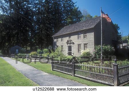 Stock Photo -  Stockbridge, Massachusetts, The Berkshires, Mission House in Stockbridge, Massachusetts in the spring.. Fotosearch