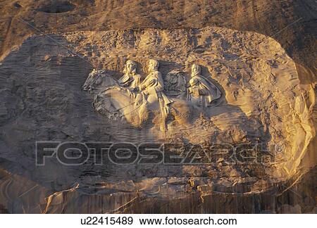 Stone Mountain, carving, Georgia's Stone Mountain Park, Atlanta, Georgia, The Confederate Memorial Carving of President Jefferson Davis, General Thomas Stonewall Jackson and General Robert E. Lee on Stone Mountain in Georgia's Stone Mt. Park near Atlanta View Large Photo Image Stock Photo - Stone Mountain, carving, Georgia's Stone Mountain Park, Atlanta, Georgia, The Confederate Memorial Carving of President Jefferson Davis, General Thomas Stonewall Jackson and General Robert E. Lee on Stone Mountain in Georgia's Stone Mt. Park near Atlanta. Fotosearch