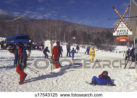 Stock Photography -  Sugarbush, Vermont, Warren, Mad River Valley, VT, Skiers at Sugarbush Ski Resort in winter.. Fotosearch