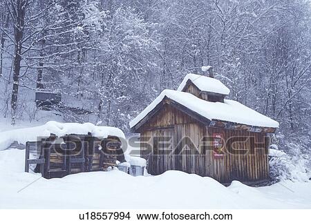 Picture -  sugarhouse, Vermont, VT, Montpelier, snow, winter.. Fotosearch