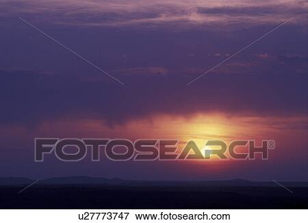 Stock Photo -  sunrise, sunset, Texas, sun, [Sunrise, sunset] over Seminole Canyon State Park.. Fotosearch