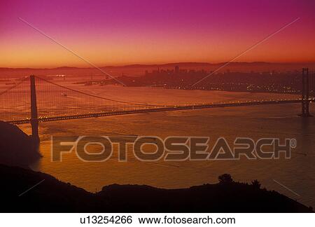 The Golden Gate Bridge, San Francisco, San Francisco Bay, Pacific Ocean, California, The Golden Gate Bridge of San Francisco at sunrise, the longest single-span suspension bridges ever built, in the state of California. View Large Photo Image Stock Photograph - The Golden Gate Bridge, San Francisco, San Francisco Bay, Pacific Ocean, California, The Golden Gate Bridge of San Francisco at sunrise, the longest single-span suspension bridges ever built, in the state of California.. Fotosearch