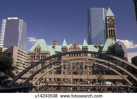 Toronto, Canada, Ontario, Old City Hall and high-rise building from Nathan Phillips Square in downtown Toronto. View Large Photo Image Stock Photo - Toronto, Canada, Ontario, Old City Hall and high-rise building from Nathan Phillips Square in downtown Toronto.. Fotosearch