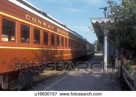 train, New Hampshire, Passenger train displayed at Conway Scenic Railroad Station built in 1874 & Museum in North Conway, New Hampshire. View Large Photo Image Stock Photo - train, New Hampshire, Passenger train displayed at Conway Scenic Railroad Station built in 1874 & Museum in North Conway, New Hampshire. . Fotosearch