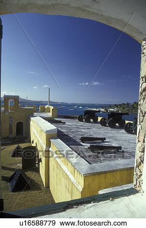 Stock Photo -  U. S. Virgin Islands, St. Croix, Caribbean, USVI, U. S. V. I Virgin Islands, Fort Christiansvaern in Christiansted on Saint Croix Island, US Virgin Islands. Christiansted National Historic Site.. Fotosearch