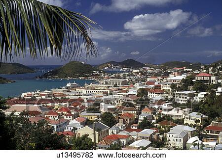 U. S. Virgin Islands, St. Thomas, Caribbean, USVI, U. S. V. I Virgin Islands, Scenic view of the city and harbor of Charlotte Amalie the territorial capital of the US Virgin Islands on Saint Thomas Island. View Large Photo Image Stock Image - U. S. Virgin Islands, St. Thomas, Caribbean, USVI, U. S. V. I Virgin Islands, Scenic view of the city and harbor of Charlotte Amalie the territorial capital of the US Virgin Islands on Saint Thomas Island. . Fotosearch