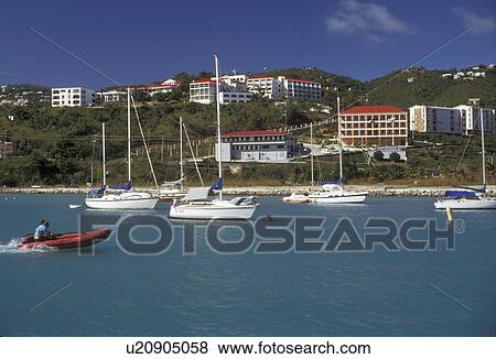 U. S. Virgin Islands, St. Thomas, Caribbean, USVI, U. S. V. I Virgin Islands, Scenic view of harbor with sailboats in Charlotte Amalie the territorial capital of the US Virgin Islands on Saint Thomas Island. View Large Photo Image Stock Photo - U. S. Virgin Islands, St. Thomas, Caribbean, USVI, U. S. V. I Virgin Islands, Scenic view of harbor with sailboats in Charlotte Amalie the territorial capital of the US Virgin Islands on Saint Thomas Island. . Fotosearch