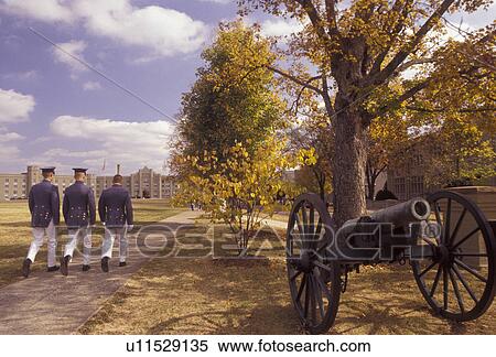 Stock Photography -  university, Military College, Virginia, Lexington, Cadets walk on campus of Virginia Military Institute in Lexington in the state of Virginia.. Fotosearch
