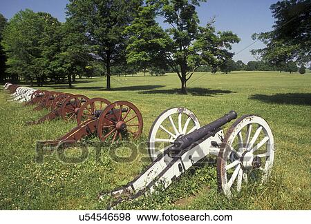 Stock Photo -  Valley Forge Park, cannons, battery, Valley Forge, Pennsylvania, Cannons at Artillery Park in Valley Forge National Historical Park in Valley Forge in the state of Pennsylvania.. Fotosearch