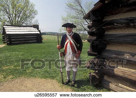 Valley Forge Park, soldier, Valley Forge National Historical Park, encampment, soldiers' quarters, Pennsylvania, Interpreter dressed as Continental Soldier stands in front of a soldier hut at Valley Forge Nat'l Historical Park in the state of Pennsylvani View Large Photo Image Stock Photo - Valley Forge Park, soldier, Valley Forge National Historical Park, encampment, soldiers' quarters, Pennsylvania, Interpreter dressed as Continental Soldier stands in front of a soldier hut at Valley Forge Nat'l Historical Park in the state of Pennsylvani. Fotosearch
