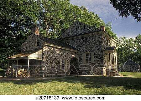 Stock Photo -  Valley Forge, Washington's Headquarters, Valley Forge National Historical Park, Pennsylvania, Washington's Headquarters at Valley Forge Nat'l Historical Park in the state of Pennsylvania. . Fotosearch