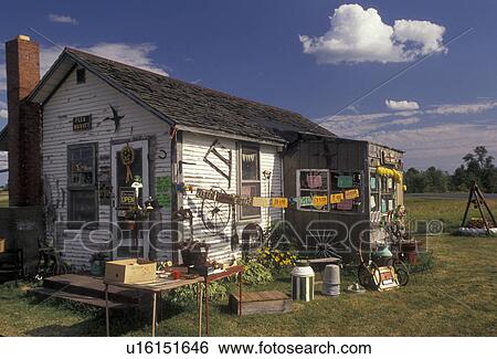 Vermont, Champlain region, Antique store in the town of Alburg in the state of Vermont., View Large Photo Image Stock Photograph - Vermont, Champlain region, Antique store in the town of Alburg in the state of Vermont., . Fotosearch
