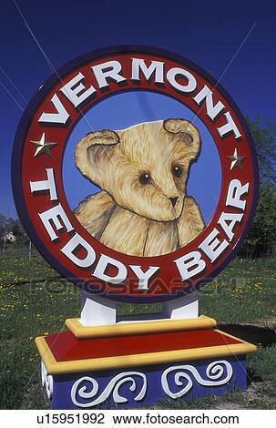Vermont, Shelburne, VT, The colorful sign at the entrance to The Vermont Teddy Bear Company in Shelburne. View Large Photo Image Stock Image - Vermont, Shelburne, VT, The colorful sign at the entrance to The Vermont Teddy Bear Company in Shelburne. . Fotosearch