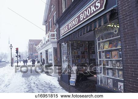 Vermont, VT, Bookstore and shops along Main Street in downtown Montpelier in the snow in winter View Large Photo Image Stock Photography - Vermont, VT, Bookstore and shops along Main Street in downtown Montpelier in the snow in winter . Fotosearch