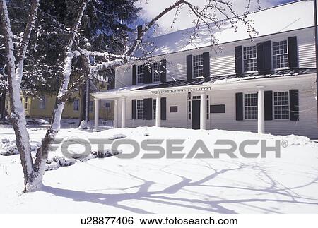 Vermont, VT, Old Constitution House 1777, The Birthplace of Vermont, in the town of Windsor in the snow in winter. View Large Photo Image Stock Photograph - Vermont, VT, Old Constitution House 1777, The Birthplace of Vermont, in the town of Windsor in the snow in winter.. Fotosearch