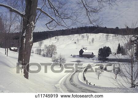 Vermont, VT, Picturesque Sleepy Hollow Farm in the snow in winter in South Pomfret View Large Photo Image Stock Photo - Vermont, VT, Picturesque Sleepy Hollow Farm in the snow in winter in South Pomfret . Fotosearch