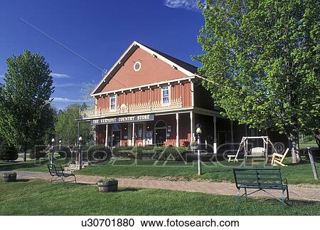 Stock Image -  Vermont, VT, Rockingham, The Vermont Country Store in Rockingham in the spring.. Fotosearch