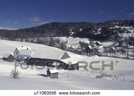 Vermont, VT, Scenic snow-covered village of East Corinth from a farm in the winter View Large Photo Image Stock Photograph - Vermont, VT, Scenic snow-covered village of East Corinth from a farm in the winter . Fotosearch