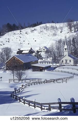 Vermont, VT, Scenic village of East Corinth from a snow-covered field in the winter View Large Photo Image Stock Photograph - Vermont, VT, Scenic village of East Corinth from a snow-covered field in the winter . Fotosearch