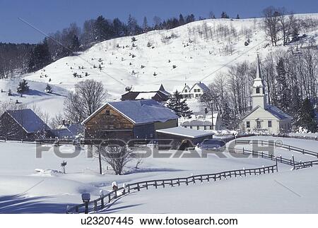 Vermont, VT, Scenic village of East Corinth from a snow-covered field in the winter View Large Photo Image Stock Photography - Vermont, VT, Scenic village of East Corinth from a snow-covered field in the winter . Fotosearch