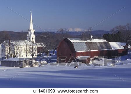 Vermont, VT, Scenic village of Peacham in the winter., View Large Photo Image Stock Photo - Vermont, VT, Scenic village of Peacham in the winter., . Fotosearch
