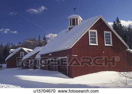 Vermont, VT, Snow-covered red house in winter in the town of Peacham., View Large Photo Image Stock Image - Vermont, VT, Snow-covered red house in winter in the town of Peacham., . Fotosearch