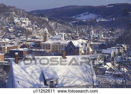 Vermont, winter, Montpelier, downtown, A scenic aerial view of the small snow covered capital city of Montpelier in the winter in Washington County in the state of Vermont. View Large Photo Image Stock Image - Vermont, winter, Montpelier, downtown, A scenic aerial view of the small snow covered capital city of Montpelier in the winter in Washington County in the state of Vermont. . Fotosearch