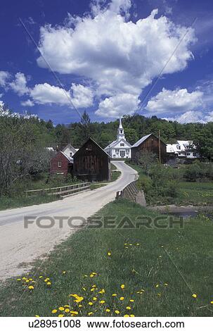 village, church, country road, Vermont, VT, A country road leads up to the scenic village of Waits River and the community church in the spring. View Large Photo Image Stock Photo - village, church, country road, Vermont, VT, A country road leads up to the scenic village of Waits River and the community church in the spring.. Fotosearch
