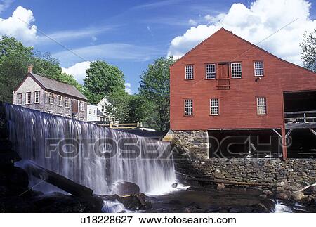 waterfall, Vermont, VT, Weston, A waterfall cascades down the West River next to The Weston Mill Museum in Weston in the spring. View Large Photo Image Stock Photo - waterfall, Vermont, VT, Weston, A waterfall cascades down the West River next to The Weston Mill Museum in Weston in the spring.. Fotosearch