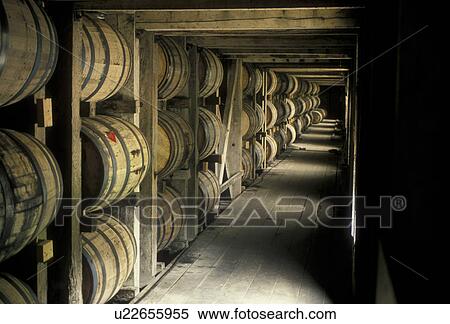 Stock Photography -  whiskey, Jack Daniel, distillery, cellar, Tennessee, Storage barrels inside the Jack Daniel's Distillery in Lynchburg in the state of Tennessee.. Fotosearch