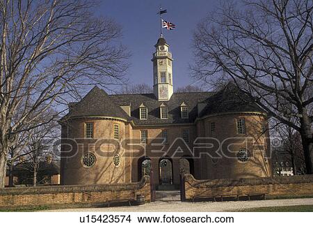 Picture -  Williamsburg, Colonial Williamsburg Historic Area, Virginia, The Capitol in Colonial Williamsburg in the state of Virginia.. Fotosearch