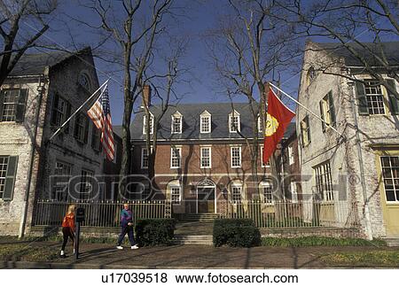 Stock Photo -  Williamsburg, Virginia, Merchants Square in Colonial Williamsburg in the state of Virginia . Fotosearch